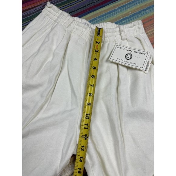 New St John Sport Luxury Track Suit Set Sweatpants Sweatshirt Jacket White Red M - Picture 15 of 16